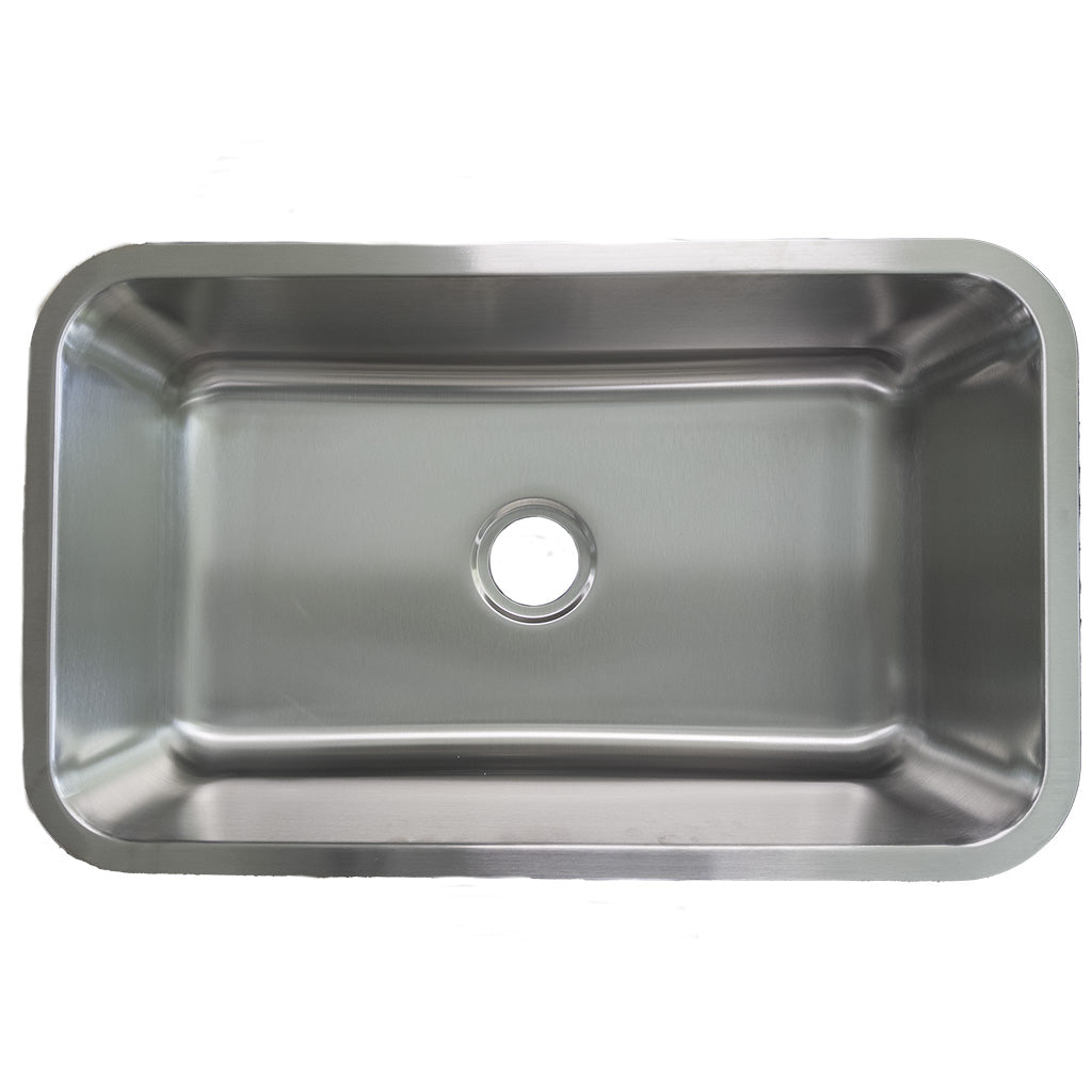 Single Long Undermount Sink - 18 G Stainless Steel