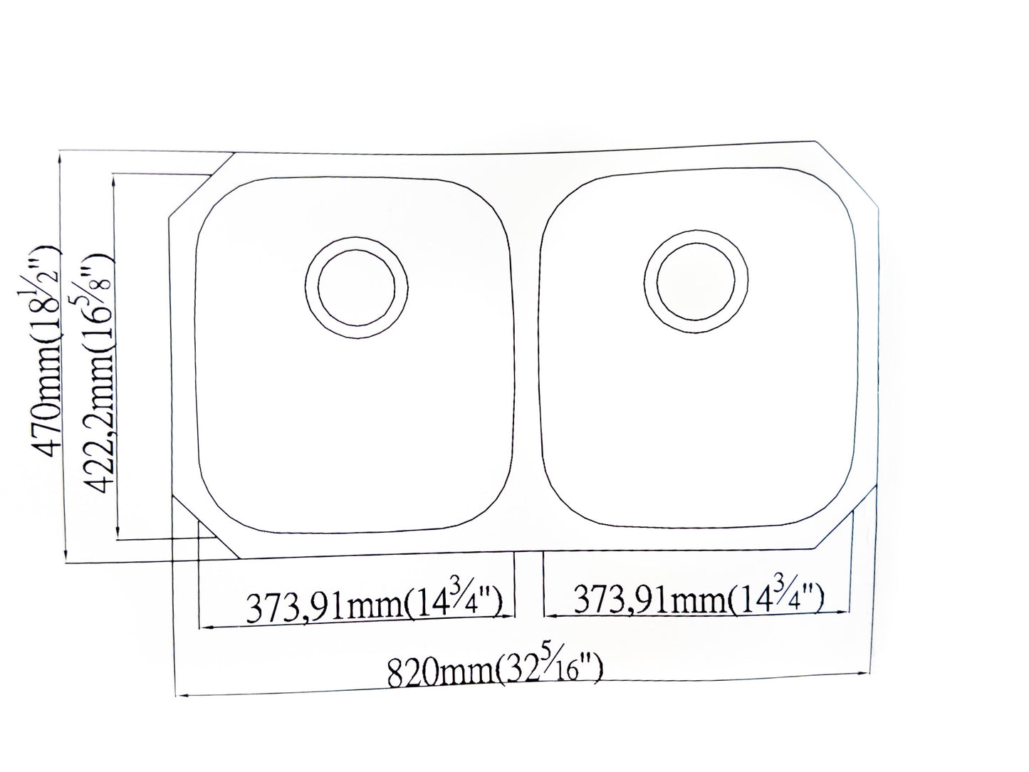 50-50 Undermount Sink - 18 G Stainless Steel